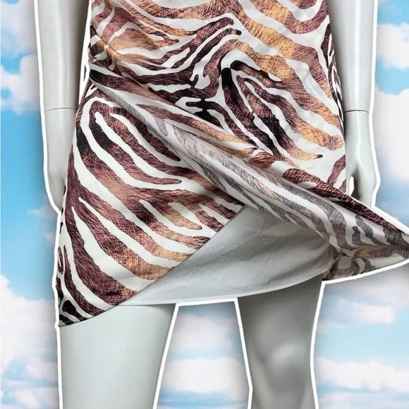 DRESS THE POPULATION Briella Zebra Print Mini Dress Cocktail Party Jungle Safari - Picture 6 of 15